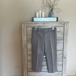 Rafaella - Perfect Patterned Print Capri Pants - Navy Blue, White, & Tan - 12